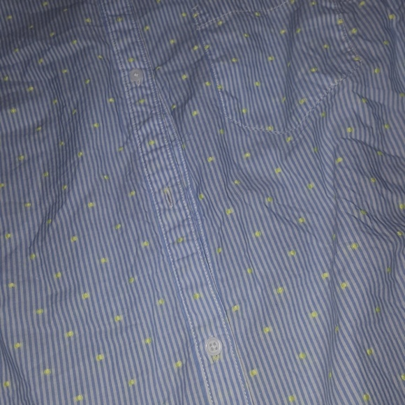 GAP BLUE PINSTRIPED BUTTONDOWN SHIRT TOP LIME NEW - Picture 4 of 5